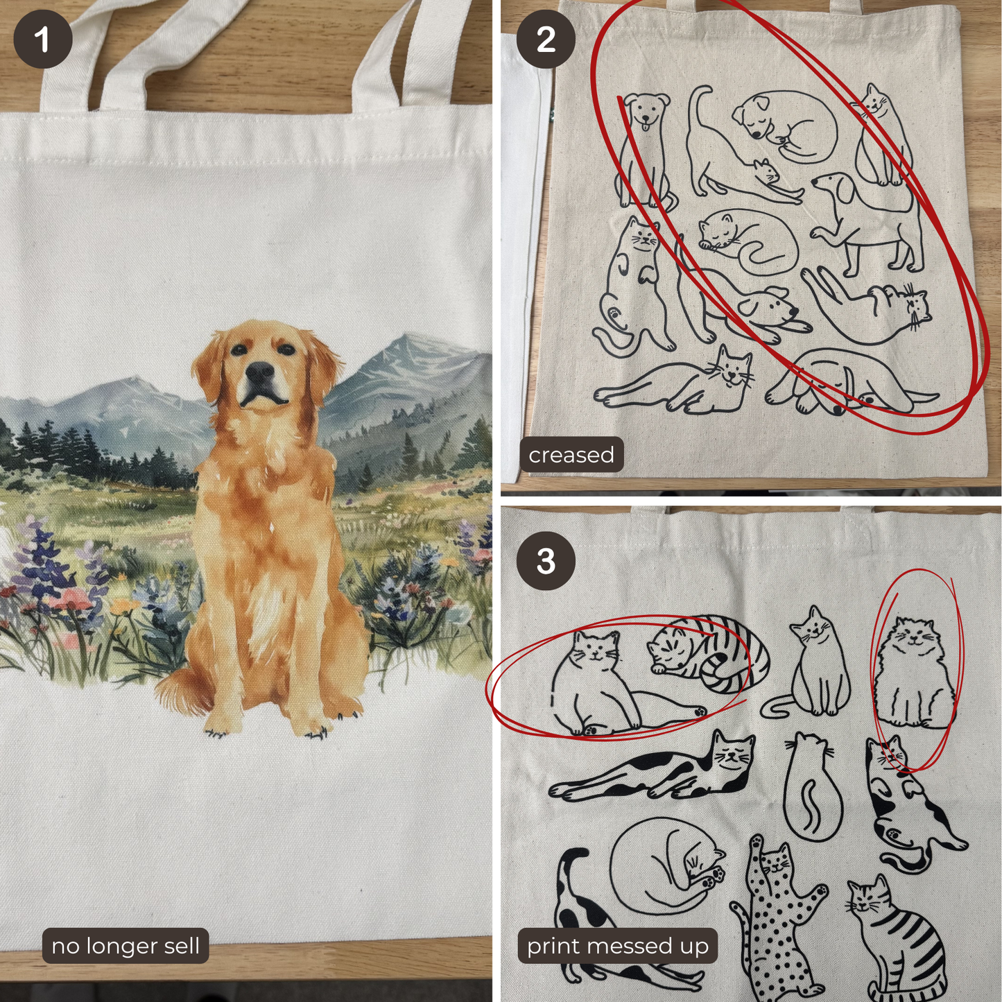 Various Tote Bags Misprints