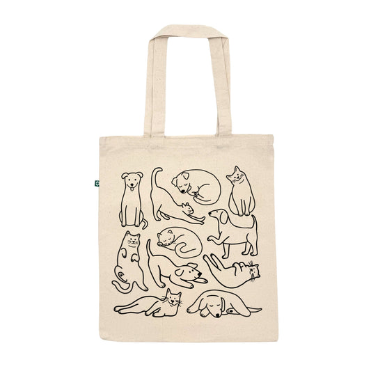Dog & Cat Doodles Tote Bag