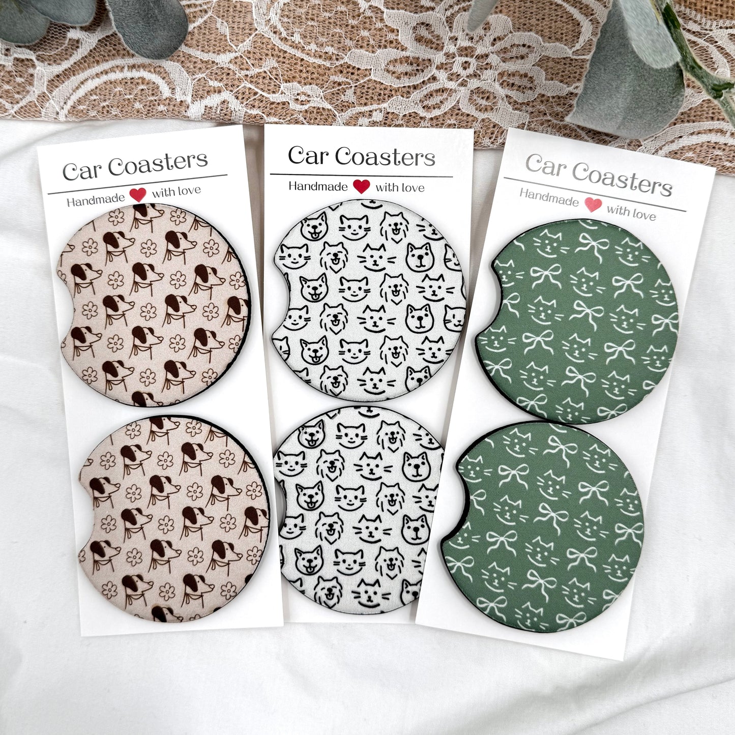 Cat & Dog Car Coasters