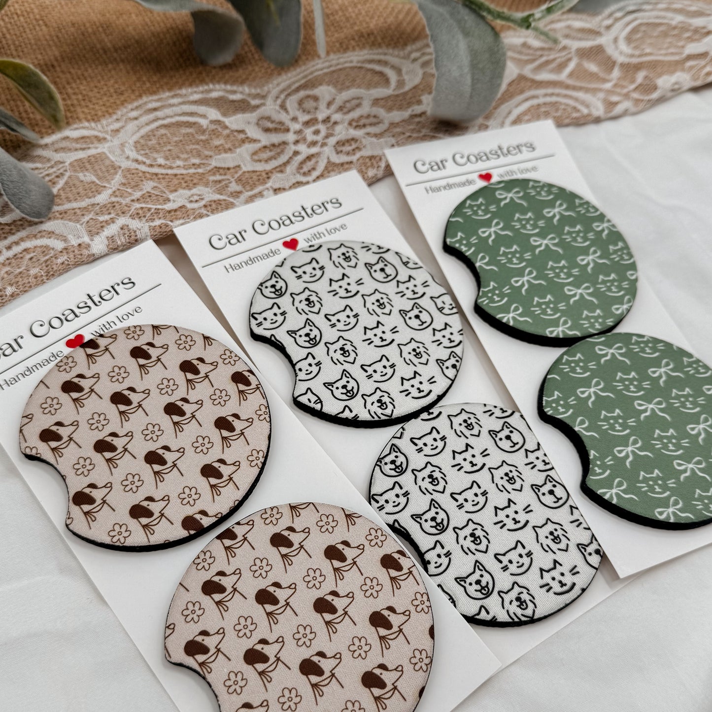 Cat & Dog Car Coasters