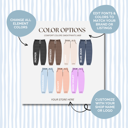 Editable Color Chart Comfort Color Sweatpants 1469