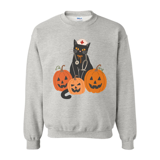 Nurse Cat Halloween Crewneck