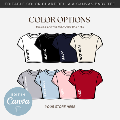Editable Color Chart Bella + Canvas Ribbed Baby Tee
