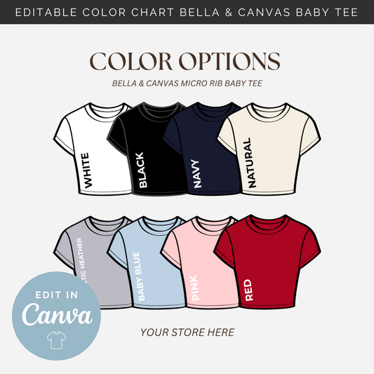 Editable Color Chart Bella + Canvas Ribbed Baby Tee