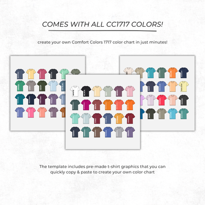 Editable Color Chart Comfort Color T-Shirt 1717
