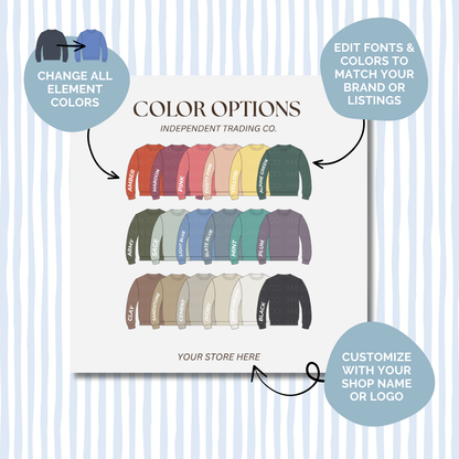 Editable Color Chart Independent Trading Co. Crewneck