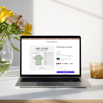 Editable Size Chart Bella + Canvas T-Shirt 3001