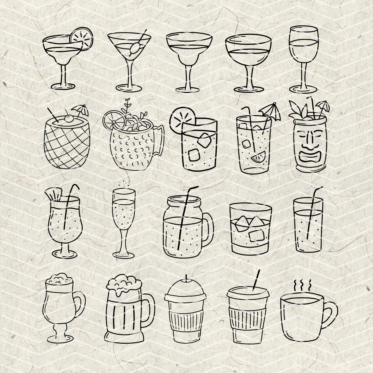 Beverage Doodles PNG