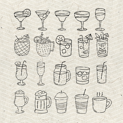 Beverage Doodles PNG
