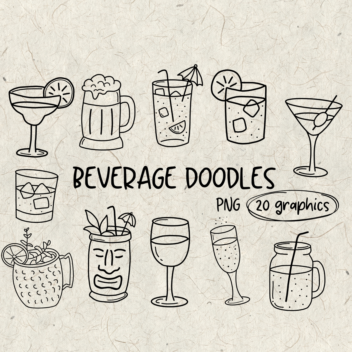 Beverage Doodles PNG