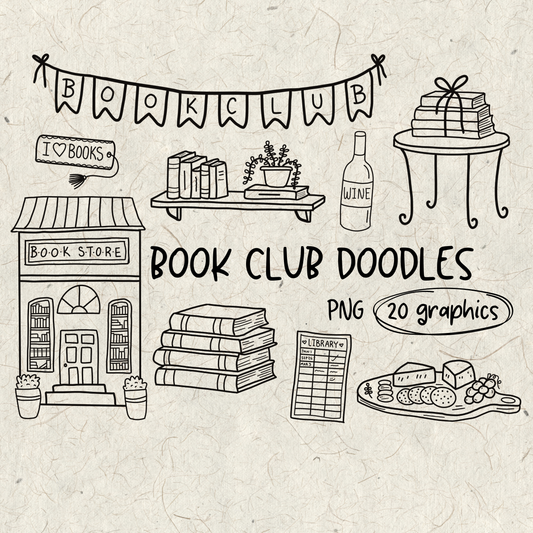 Book Club Doodles PNG