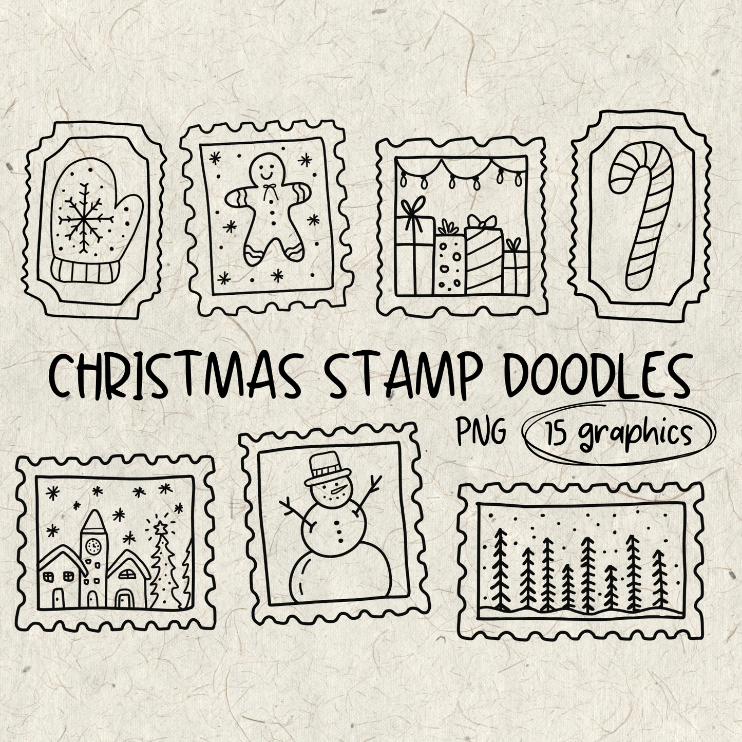 Christmas Stamp Doodles PNG