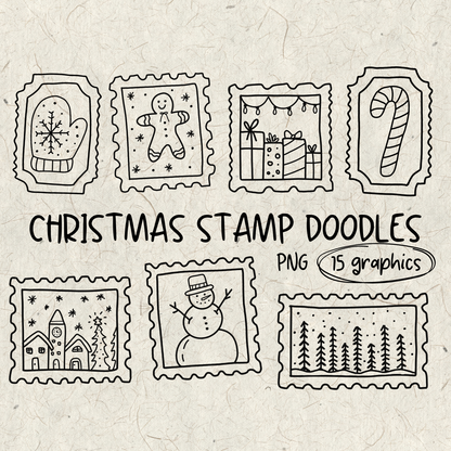 Christmas Stamp Doodles PNG