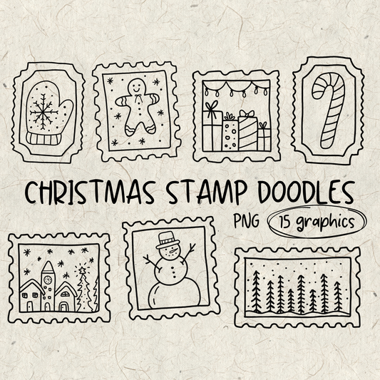 Christmas Stamp Doodles PNG