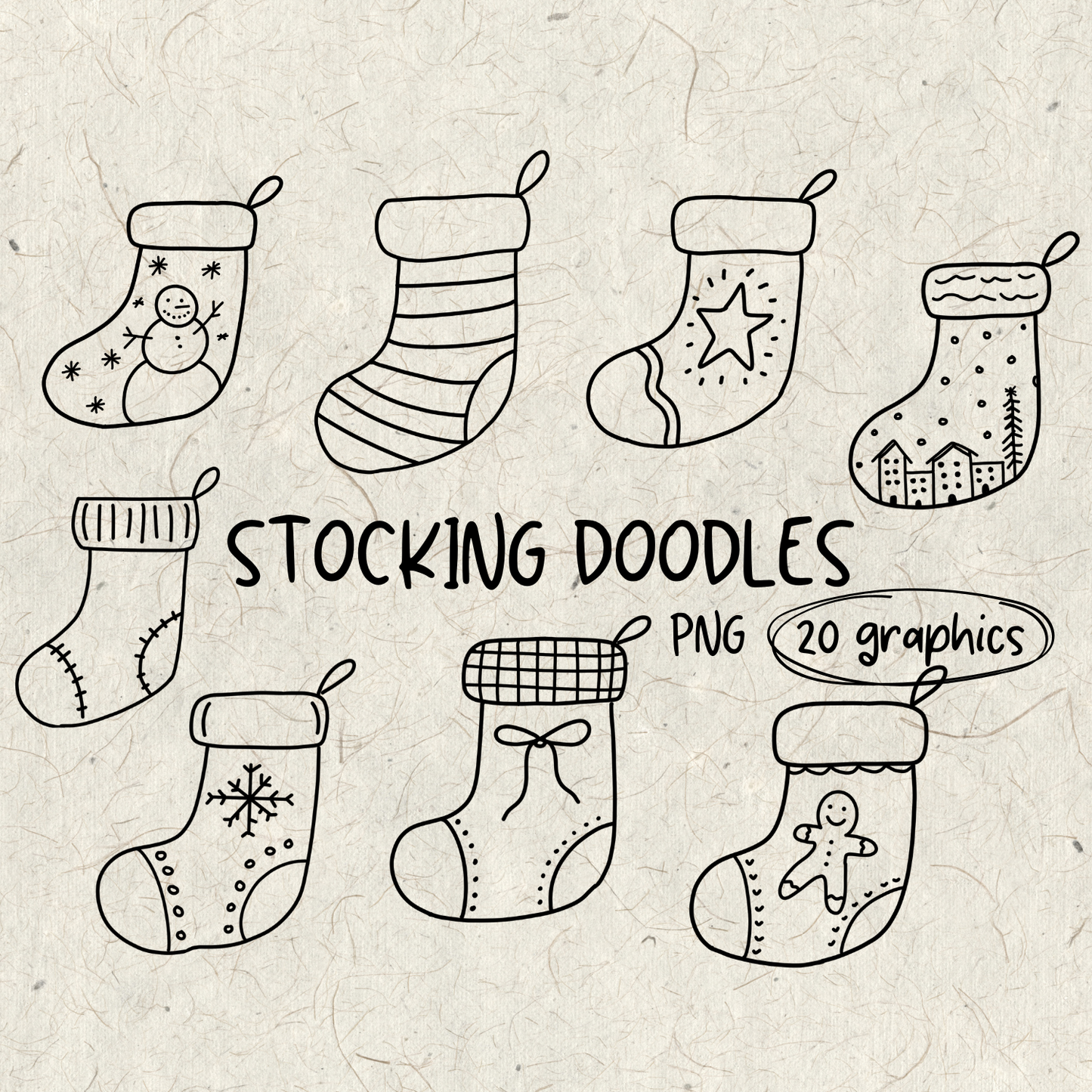 Christmas Stocking Doodles PNG