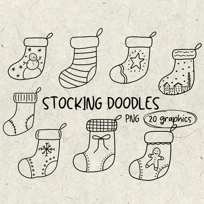 Christmas Stocking Doodles PNG
