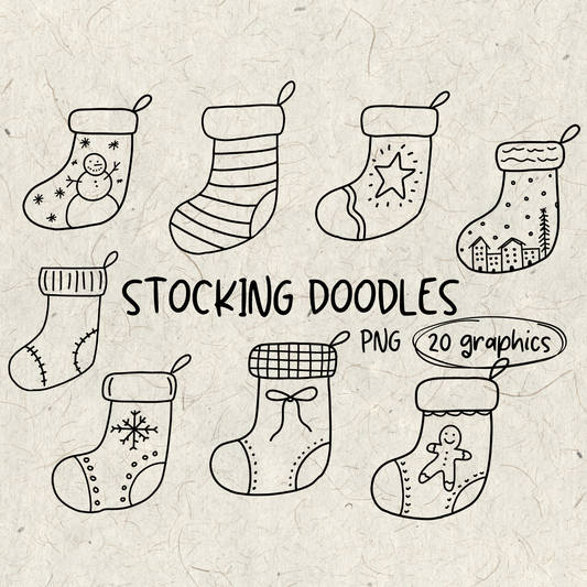 Christmas Stocking Doodles PNG