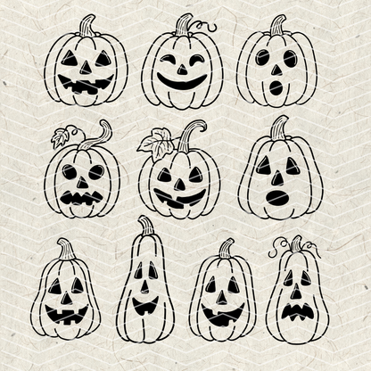 Jack-O-Lantern Pumpkin Doodles PNG