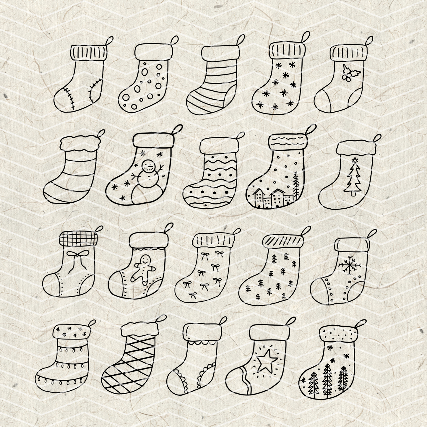 Christmas Stocking Doodles PNG