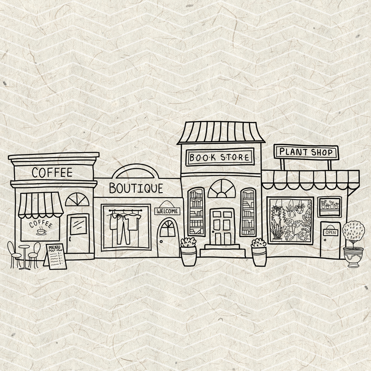 Storefront Doodles PNG