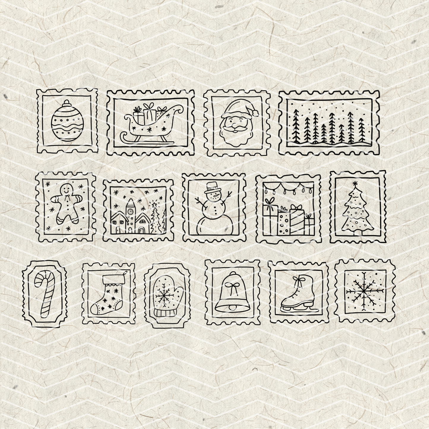 Christmas Stamp Doodles PNG