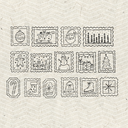 Christmas Stamp Doodles PNG