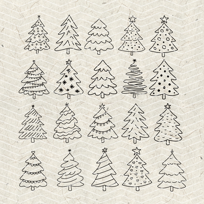 Christmas Tree Doodles PNG
