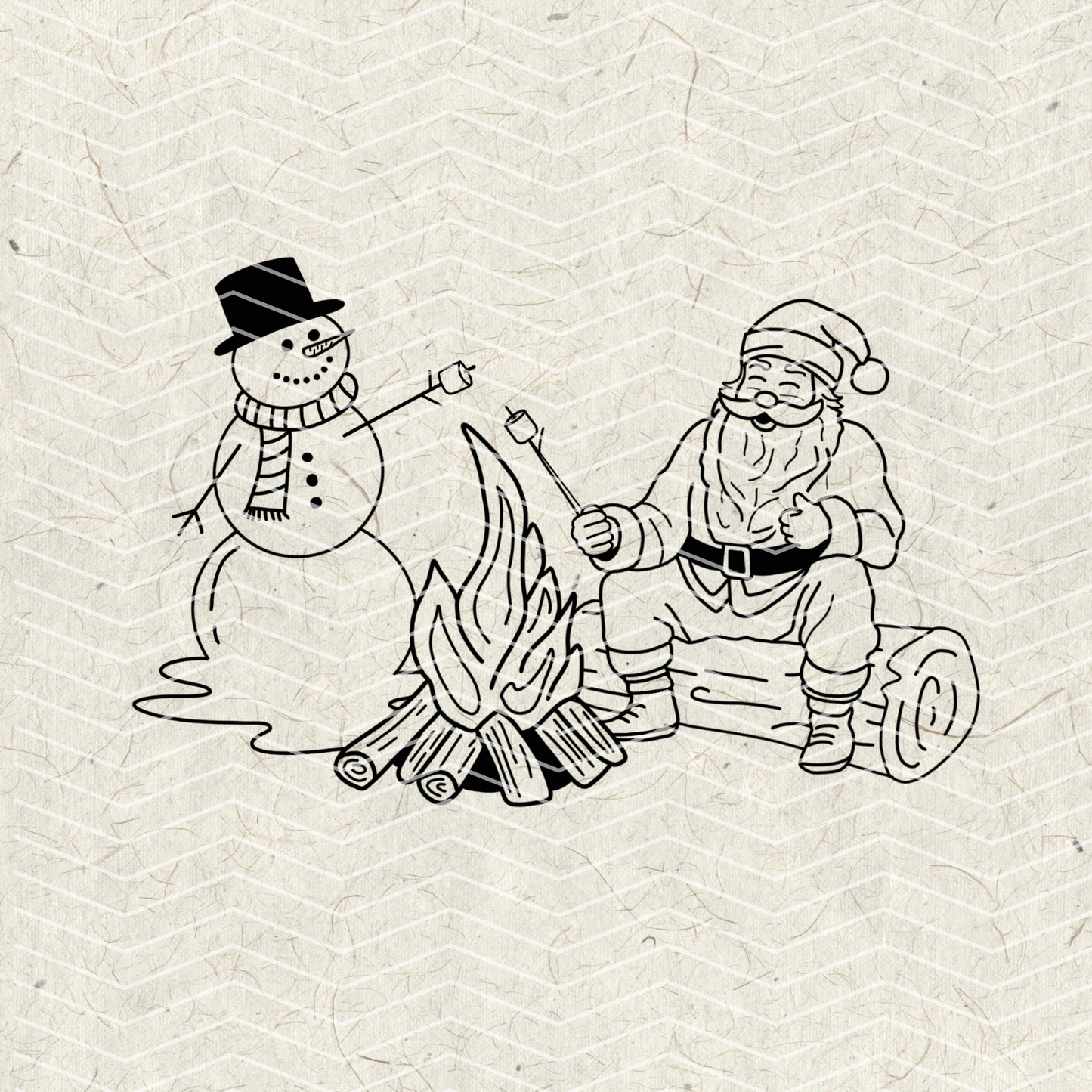 Santa & Snowman Doodles PNG