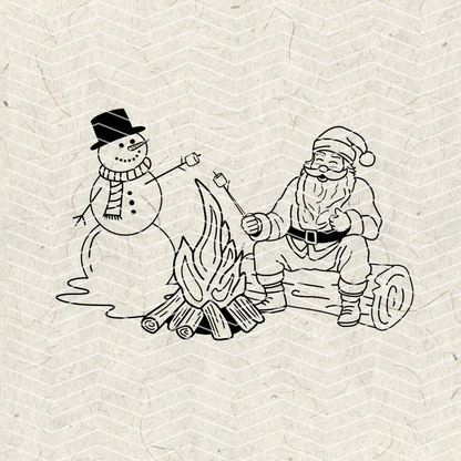 Santa & Snowman Doodles PNG