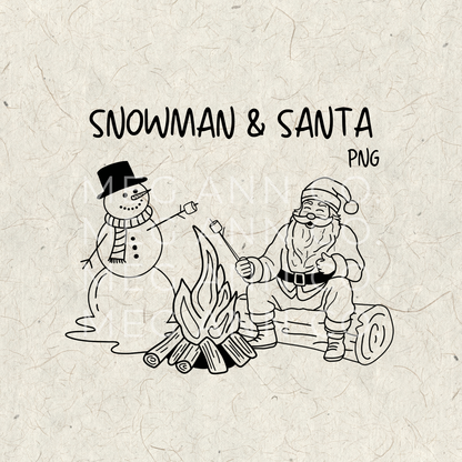 Santa & Snowman Doodles PNG