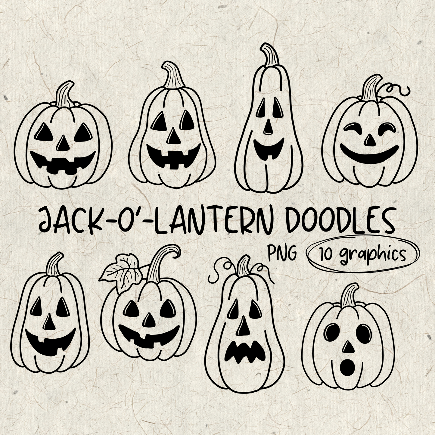 Jack-O-Lantern Pumpkin Doodles PNG
