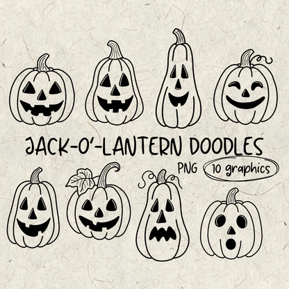 Jack-O-Lantern Pumpkin Doodles PNG