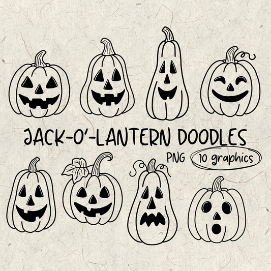 Jack-O-Lantern Pumpkin Doodles PNG