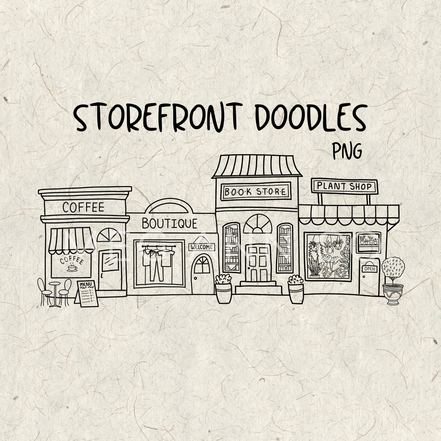 Storefront Doodles PNG