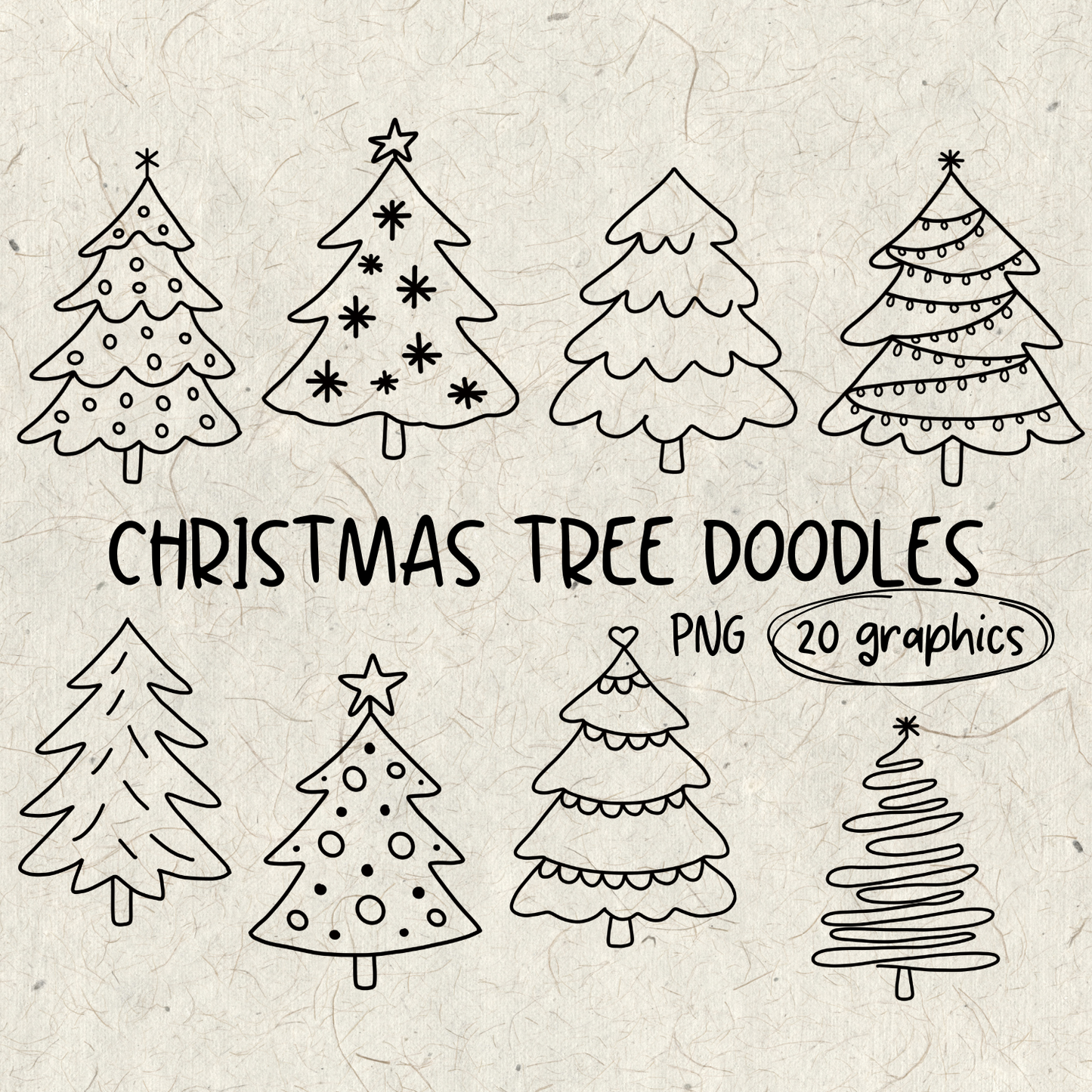 Christmas Tree Doodles PNG