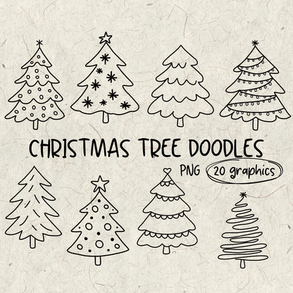 Christmas Tree Doodles PNG