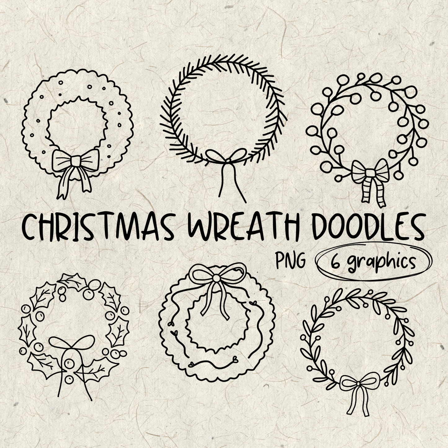 Christmas Wreath Doodles PNG