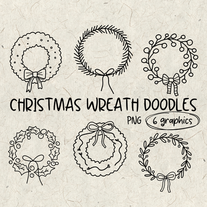 Christmas Wreath Doodles PNG