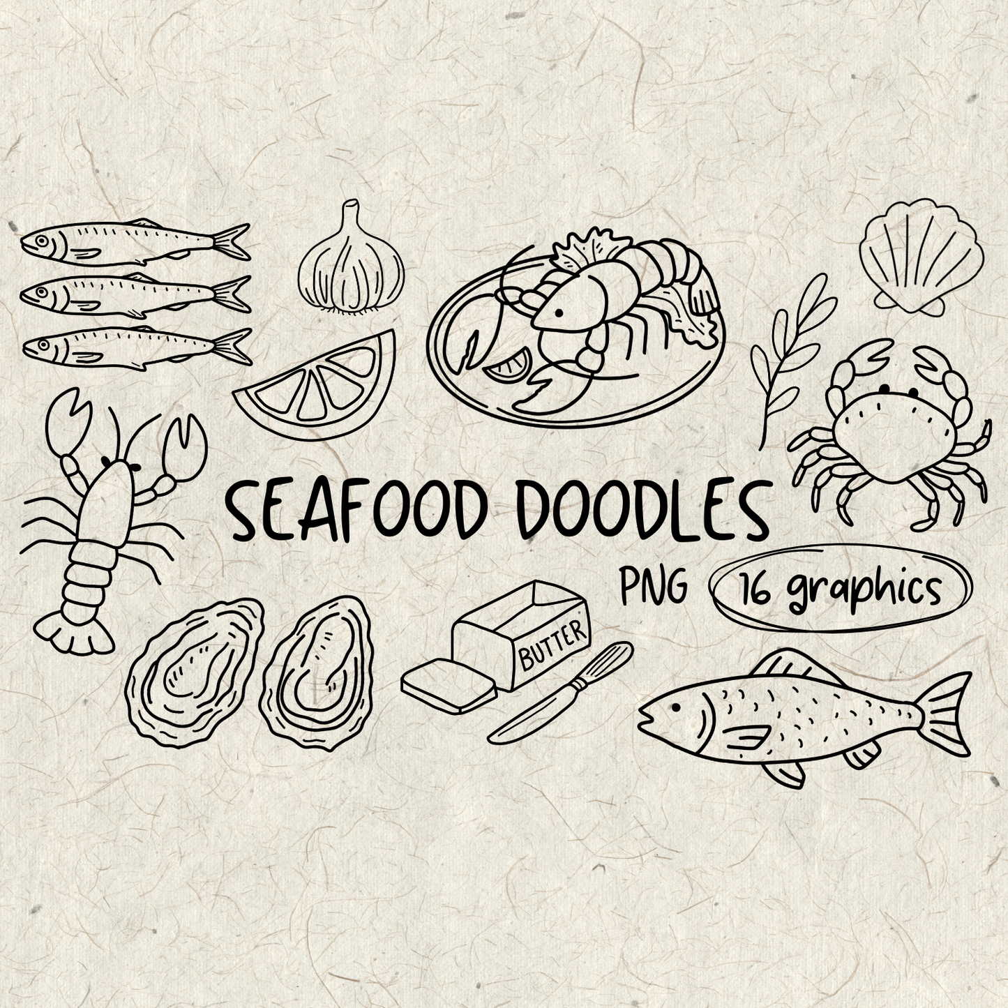 Seafood Doodles PNG