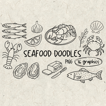 Seafood Doodles PNG