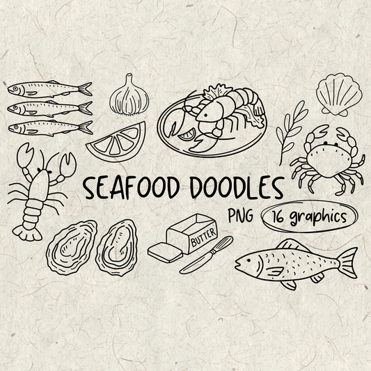 Seafood Doodles PNG