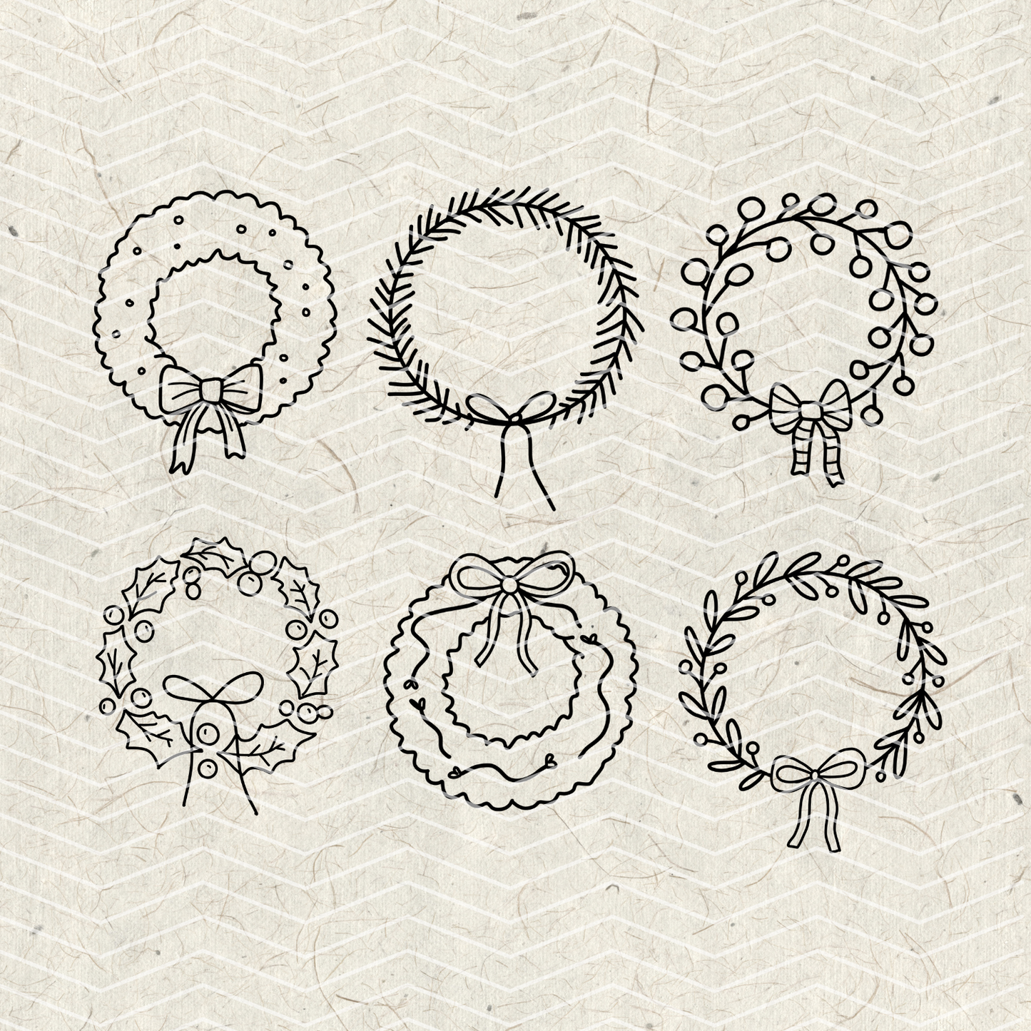Christmas Wreath Doodles PNG
