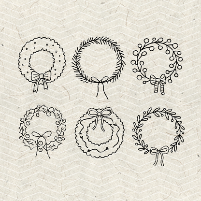 Christmas Wreath Doodles PNG