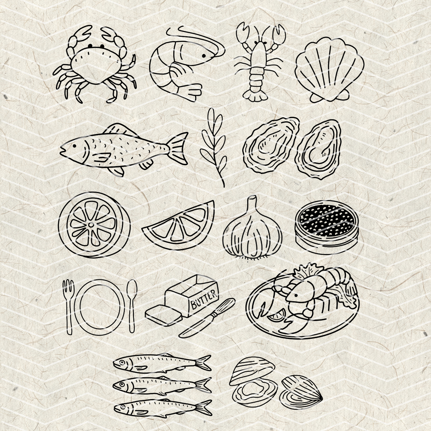 Seafood Doodles PNG