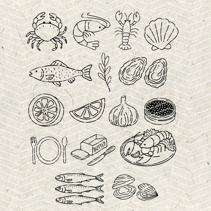 Seafood Doodles PNG