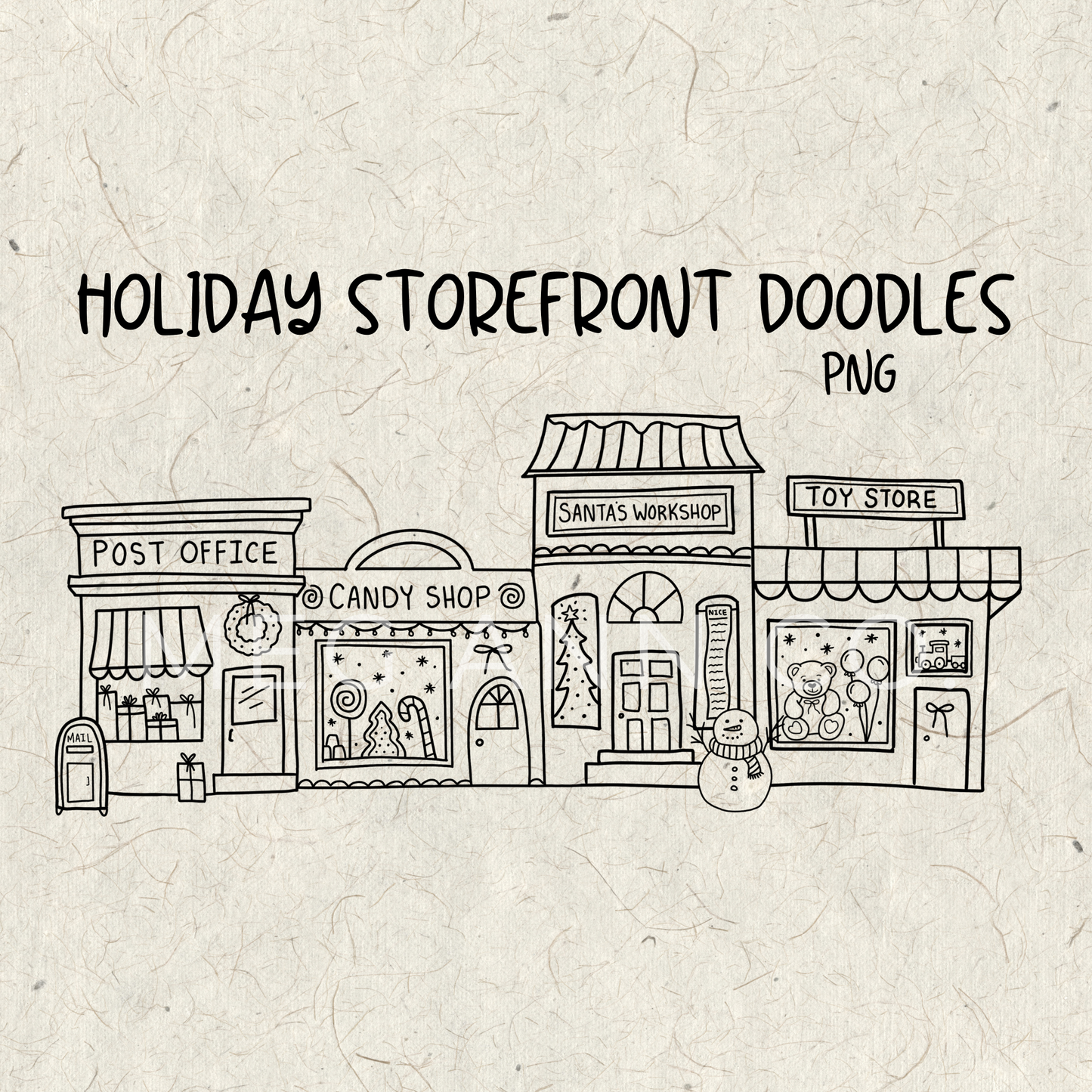 Christmas Storefront Doodles PNG