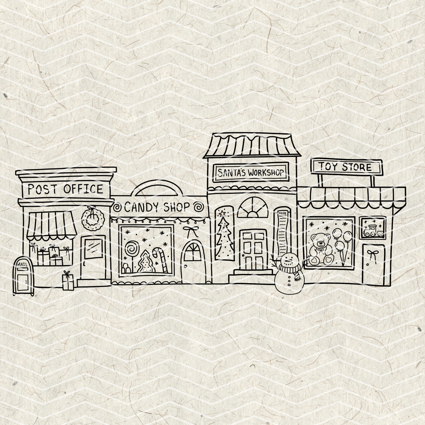 Christmas Storefront Doodles PNG