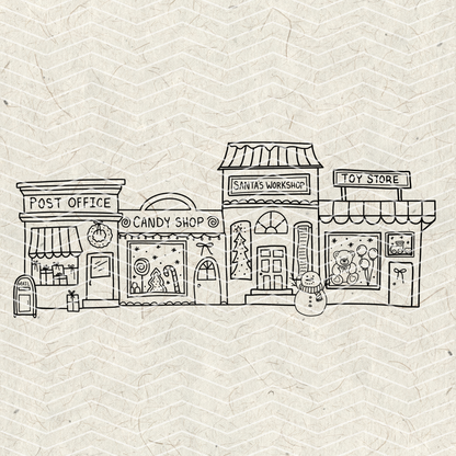 Christmas Storefront Doodles PNG