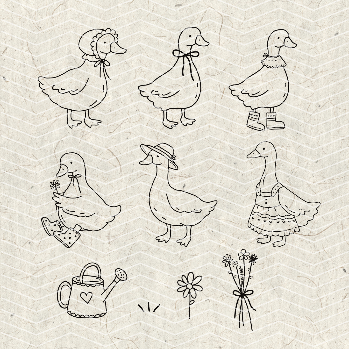 Cottagecore Goose Doodles PNG