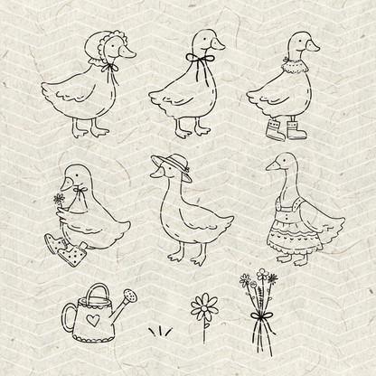 Cottagecore Goose Doodles PNG